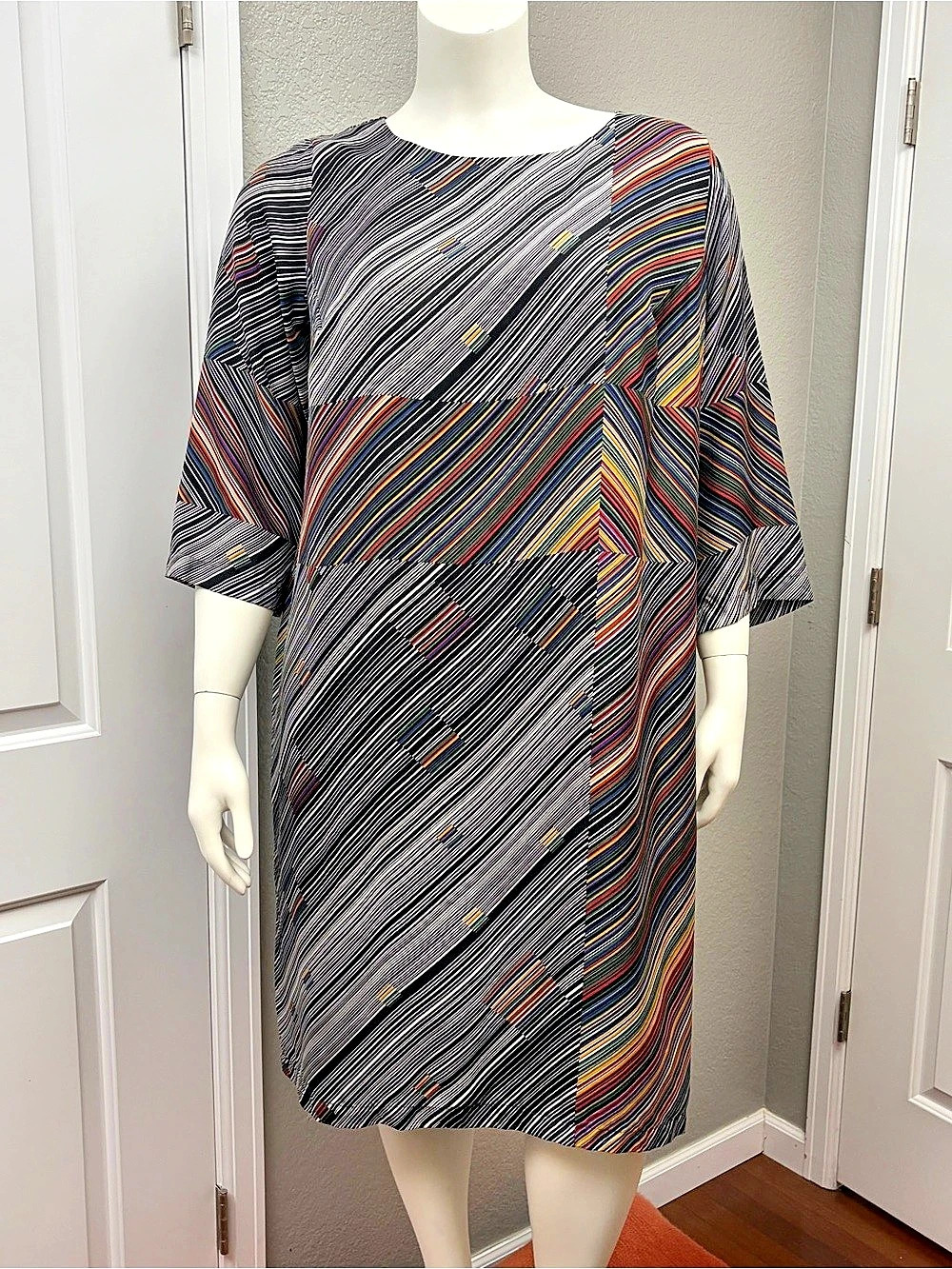 Marina Rinaldi Geometric Silk Dress Size 18 Like New